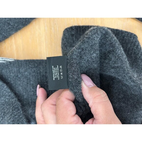 Summersalt Sweater Womens XS Gray Mock Neck Cashmere Merino Wool Ribbed Preppy - Picture 9 of 9